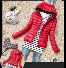 Fall and winter clothes female long-sleeved hooded thin section padded cotton jacket short