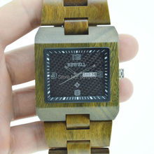 Envío gratis! nuevo diseño del cuarzo de japón miyota 2115 movimiento Bewell marcas de madera 6 colores hombres del reloj de madera del reloj resistente al agua