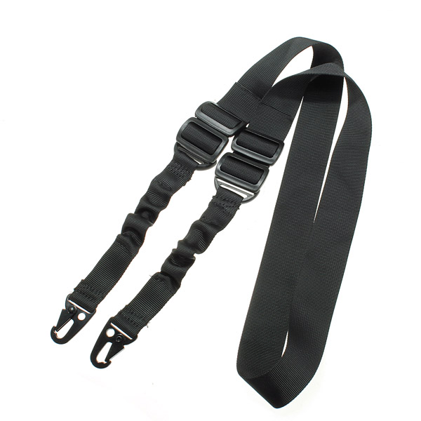 High quality Black 1 4m Nylon Metal Adjustable Hunting Tactical Sling Dual Point 2 Swivels Strap