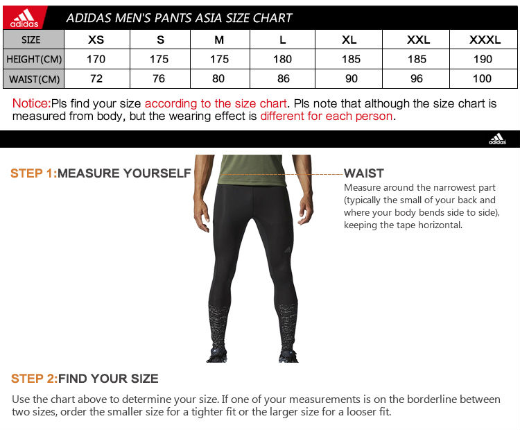 medium adidas track pants size chart