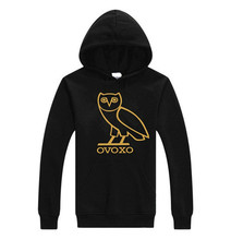 2016 Winter OVO Owl hoodies Pullover mens OVOXO Gold printed hooded sweatshirt sportswear drake ovoxo shirt hoodie thick,S-2xl