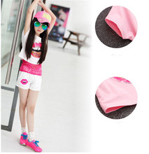 2016 Mother Kids Girl Summer Clothing Set Teenage Girls clothing 3 Pieces Sets Lace Tank Top
