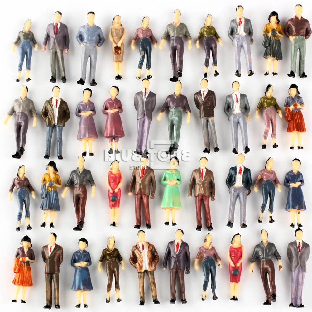 100 O Scale People Figures Mixed Color Pose 1/50 For Model Train Scenery Layout