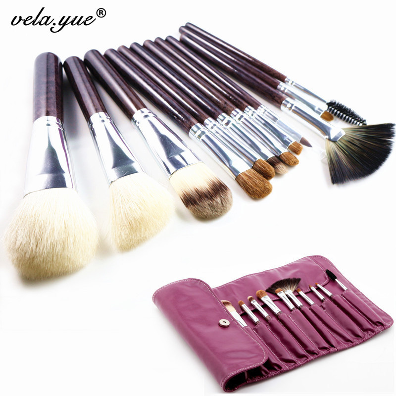 Professional Soft Nature Hair 12pcs Makeup Brushes Set High Quality Cosmetic Tools Kit Free Shipping