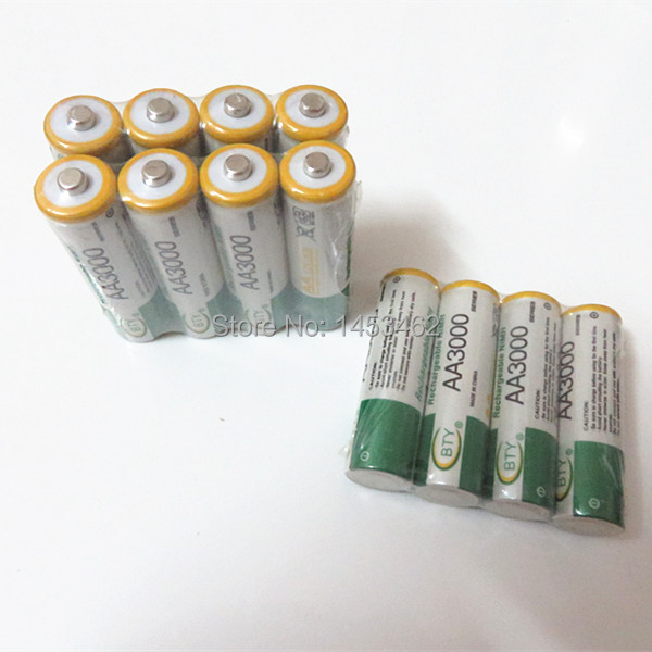12Pieces BTY 3000mAh AA Rechargeable NI MH Battery White Green Promotion Original BTY Brand