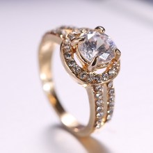2015 New Fashion Charm High quality plated 8 size 18K rose gold lady wedding Crystal Ring