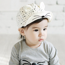 2016 New Cartoon Peaked Baseball Cap for Baby Boy Girl Infant Spring Summer Cotton Sun Flat Hats Cute Cat Ears