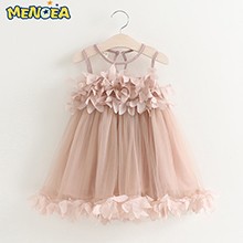 Menoea-Cute-Girls-Dress-2017-New-Summer-Mesh-Girls-Clothes-Pink-Applique-Princess-Dress-Children-Summer