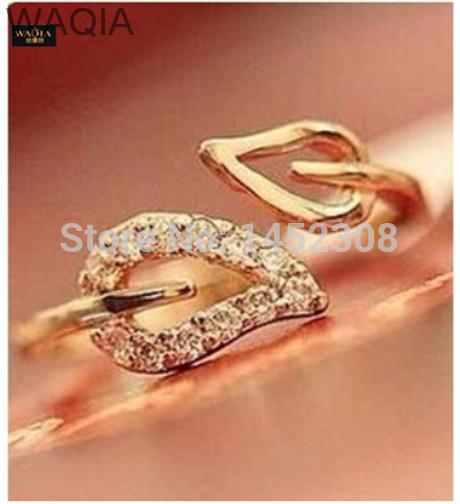 Hot Fashion 2015 New Two Leaves Imitation Diamond Couple Rings Korean Female Vintage Jewelry Influx of