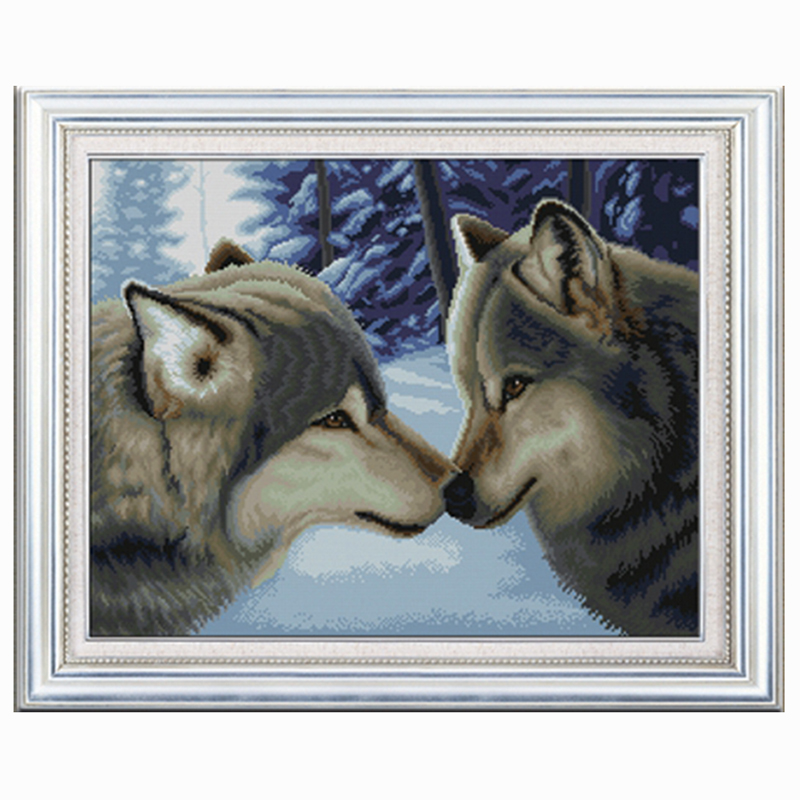 Гаджет  Needlework,DIY DMC Cross stitch,Sets For Embroidery kits,Precise Printed wolf couples Patterns Counted Cross-Stitching None Дом и Сад