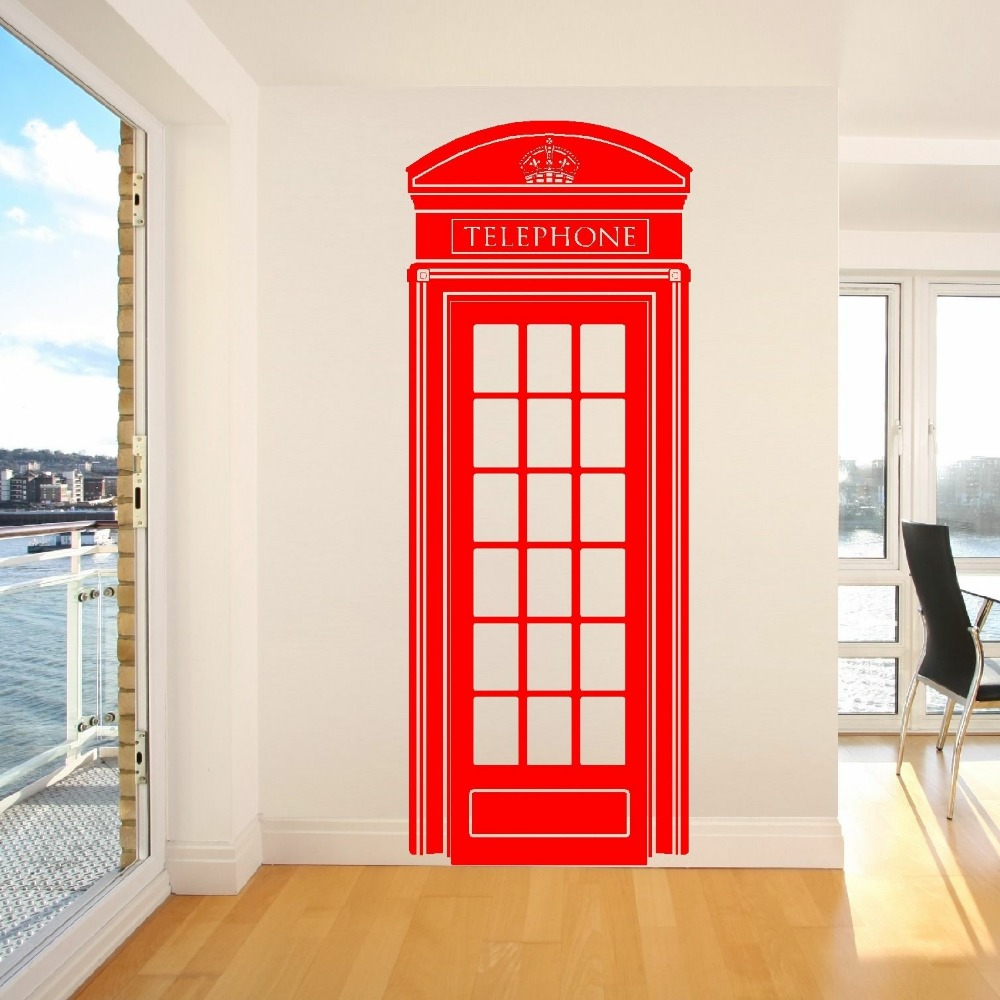 LONDON TELEPHONE BOX Size 57cm x 148cm VINYL WALL ART STICKER DECAL DECORATION