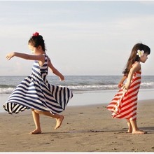 Kids Girl Summer Beach Dress Casual Wear Stripes Fringe Streak Sundress Clothes