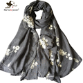 Vintage Style Flower embroidered Women Scarfs Oversized Long Pure Cotton Scarves Ladies Outdoor Casual Retro Shawls