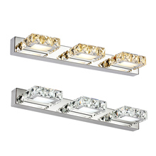 Modern 460mm 9W led bedroom wall light 3 square crystal bathroom mirror lamps waterproof IC driver