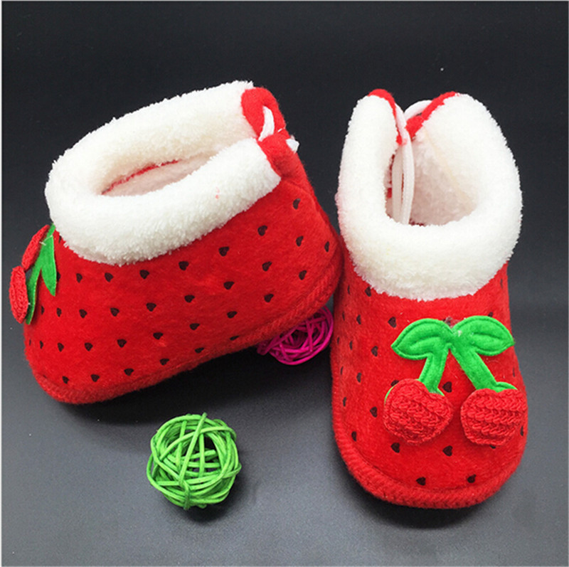 2015 Fashion Lovely Fruit Baby Shoes Boots Infant Shoes Warm Winter First Walkers