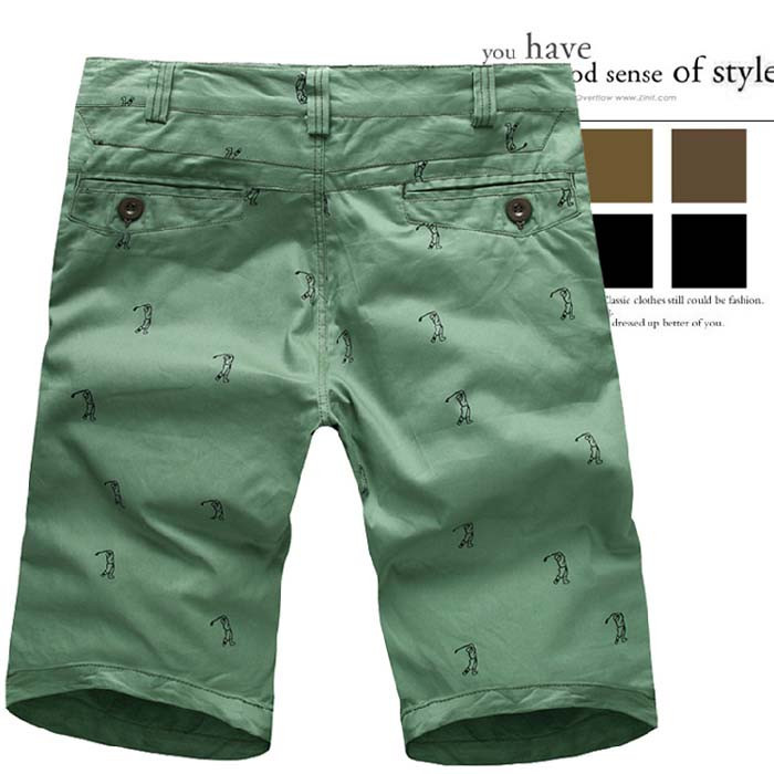 men half pants golf printed green back