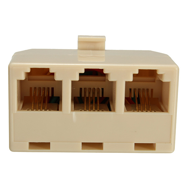 37 x 20mm Beige Plastic RJ11 6P4C Male to 3-Port Female Telephone line Splitter Connector Signal transmission is Fast