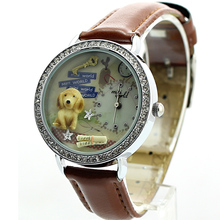 2015 Mini palabra de cuarzo DIY 3D perro arcilla del polímero relojes mujeres relojes vestido de la muchacha Brithday regalo del Festival MN621