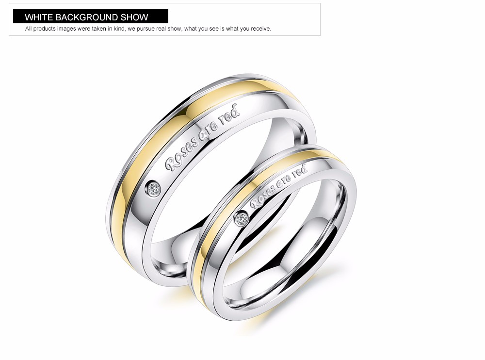 2019 His And Her Stainless Steel Wedding Engagement Promise Ring Set