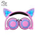 2016 TTLIFE Brand Foldable Flashing Glowing Cat Ear Headphones Gaming Headset Earphone with LED light For