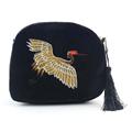 Hot Sale Women Fashion Embroidery Crane Travel Shoulder Bag Solid Velvet Large Tote Ladies Purse Female