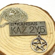 Hot Sale Movie Jewelry Supernatural Dean License Plate Pendant Necklace New Fashion Vintage Necklace For Everyone