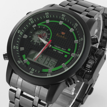 Fashion Waterproof Sports Watches Men Full Steel Analog Digital Dress Watch Military Wristwatch Multifunctional LED Diving Clock