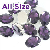 Dark Amethyst Oval Sew On Rhinestone With Claw