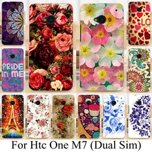 Живопись телефон чехол оболочки кожи для HTC M7 802 Вт 802D 802 т ( Dual Sim ) красивый цветок окрашенные заднюю крышку роза пион чехол