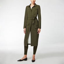 Classic High Quality Casual Fashion Full Long Sleeve Long Army Green Trench Women Autumn Winter Spring D249 Limit Stock