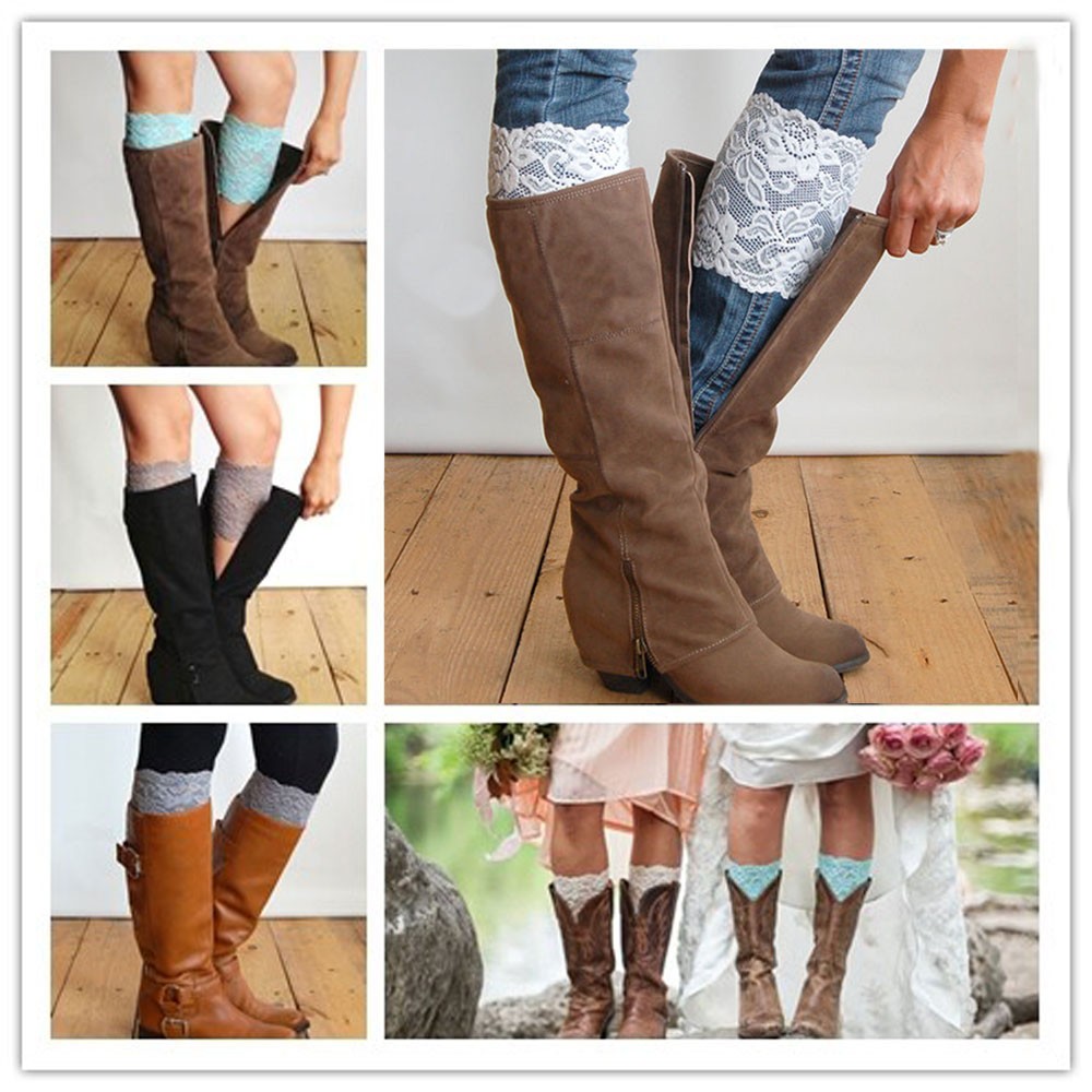 Luxury-Women-Stretch-Lace-Trim-Boot-Cuffs-Toppers-Liner-Leg-Warmers-Sock