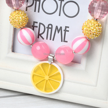 New 6Pcs Lot Chunky Beads Cute Lemon Slice Chunky Necklace Princess Bubblegum Necklace for Children Girls