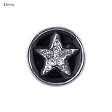 NSB6070 Hot Sale 2 Colors 12mm Snap Buttons Jewelry Fashion DIY Charms Antique Crystal Unique Pentacle Design Metal Buttons