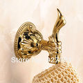 Free Shipping Wholesale And Retail Golden Luxury Creativity Carve Patterns Coat Hook Wall Mounted Hat towel