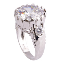 Fashion New Wedding Jewelry Opanhanded Round Cocktail White Sapphire 925 Silver Ring For Women Rings Size