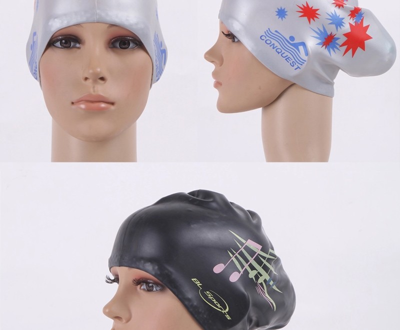UK/_ Adult Elastic Waterproof Swimming Cap Protect Ears Long Hair Bathing Hat Gra