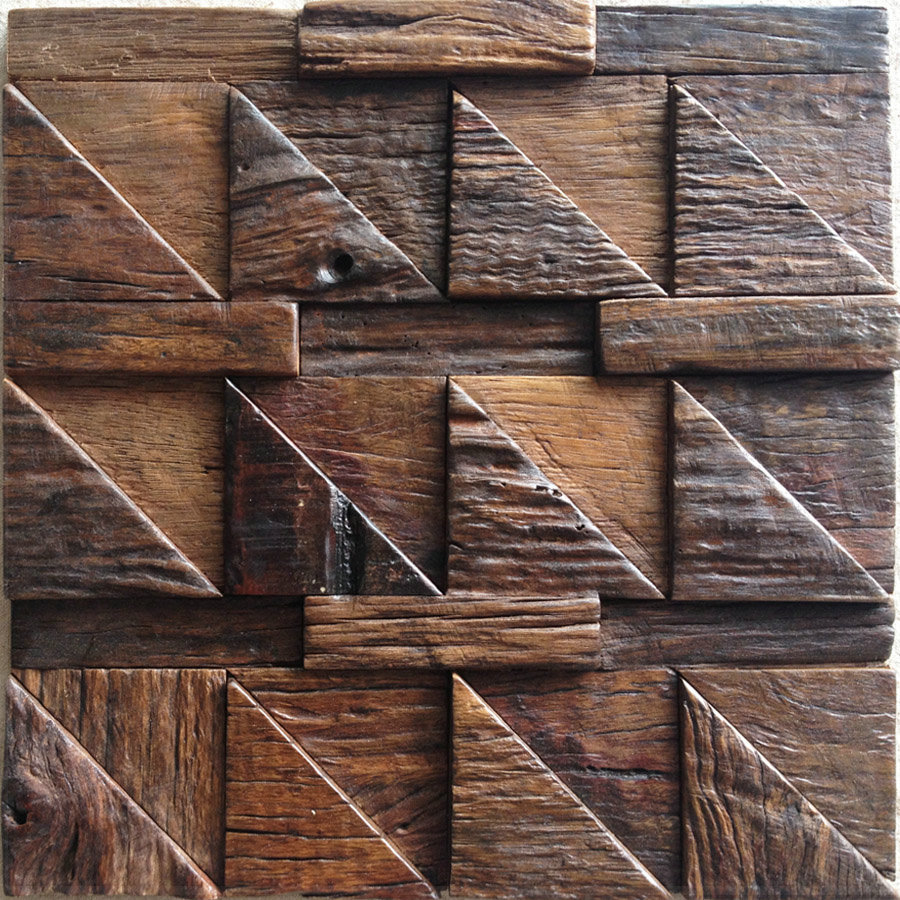 Decoratie badkamer muur: wood mosaic wall tiles backsplash ...