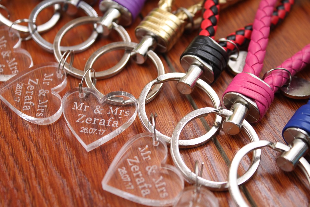 Wholesale Clear Personalized Laser Engraved Keychain Love