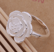 Hot sale jewelry 925 Silver Ring Charming Rose Wedding Rings For Women Size 5/6/7/8/9 R007