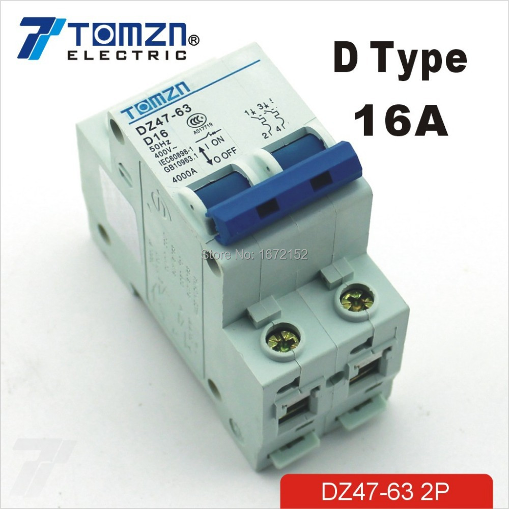 2P 16A D type 240V/415V 50HZ/60HZ Circuit breaker MCB safety breaker