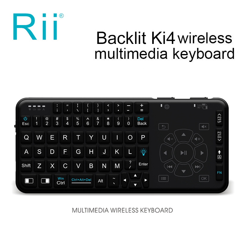 [High-Quality] Rii Ki4 Backlit Mini Keyboard 2.4G Wireless Handheld Remote Multimedia Backlight Air Mouse For PC,Laptop,TV Box