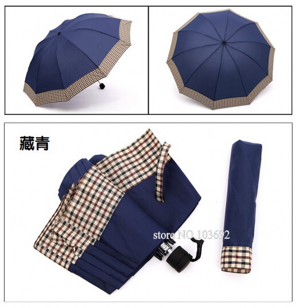 Commercial Embossed Umbrellas Male Umbrella Folding Solid Umbrella Men Personality Plaid 3 Folded Umbrella Kids Parapluie