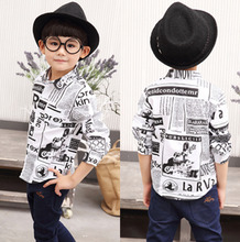 2016 baby boys clothes child long-sleeve shirt kids blouse cartoon print casual 100% cotton top casual all-match boys shirts