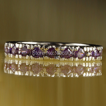 Wholesale Dazzling Round Cut Purple Amethyst 925 Silver Ring Size 6 7 8 9 10 11