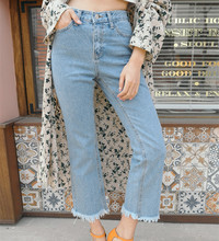 Spring Brief All-match Retro Finishing Water Wash Jeans Moustache Effect Bell-bottom Denim Trousers Female Ankle-Length Pants