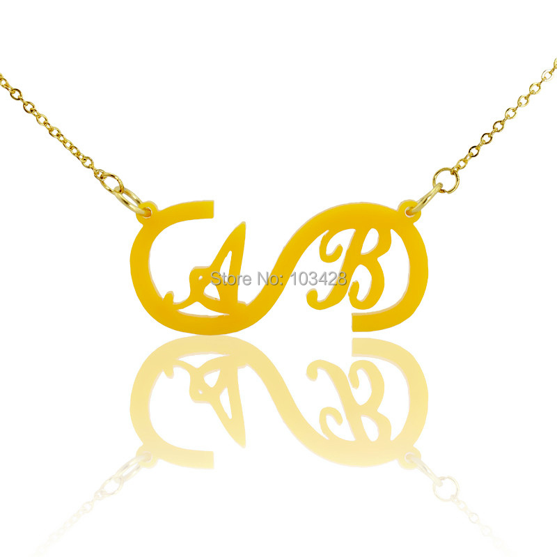 Collar infinito con Dos Iniciales Nombre Colgante, Collar de Oro Encanto Infinito Amor Mejores Deseos