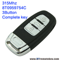 A4 A6 Q5 smart remote car key 8T0959754C 315Mhz 3button for Audi inlcude key isert