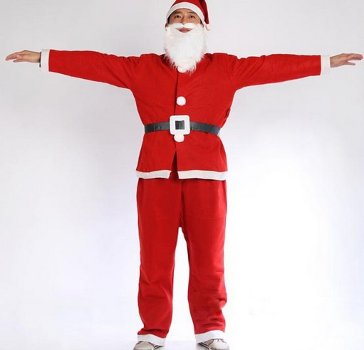 Christmas Santa Claus clothes complete set clothes pants hat beard belt Adult Non Woven Clothing Costume