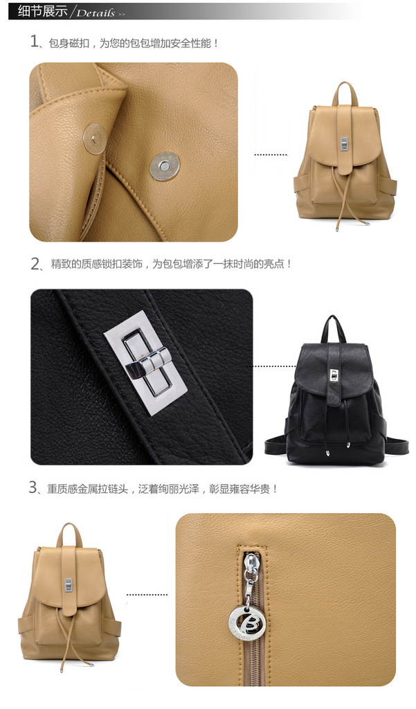 2015 Korea Fashion Women Preppy Style Travel Backpack Schoolbag