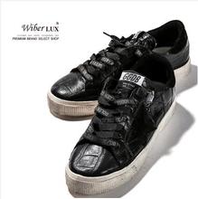 Golden Goose/GGDB 2016 spring casual shoes men&women Korea Vintage handmade old black lace up genuine leather shoes 35-46 l030
